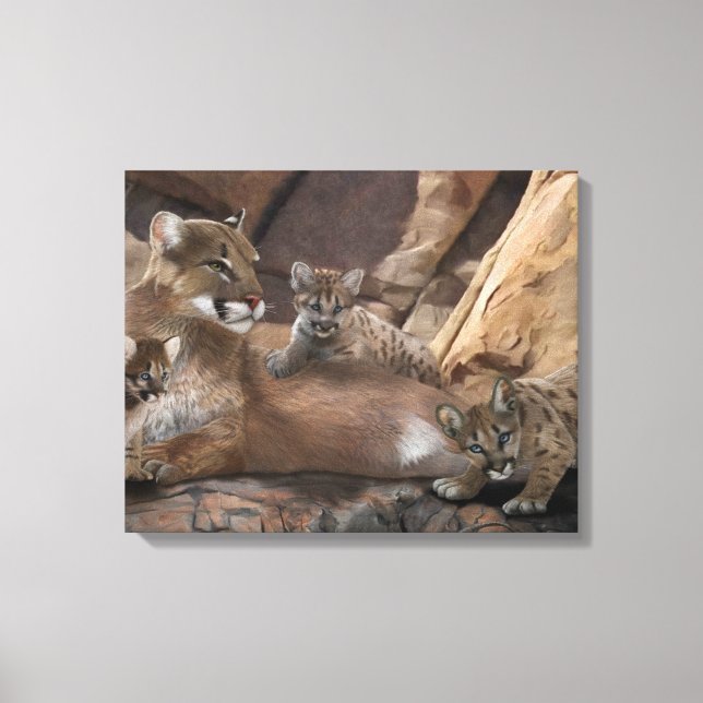 Cougar Family Canvas Print (Front)