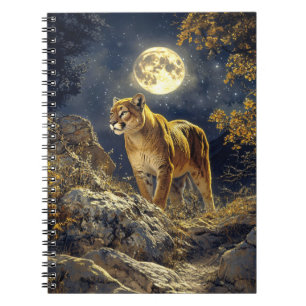 Cougar in the Moonlight Wildlife Art Notebook