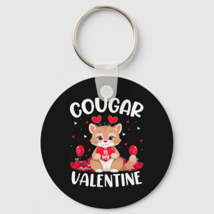 Cougar Is My Valentine Lover Heart Cougar Valentin Key Ring