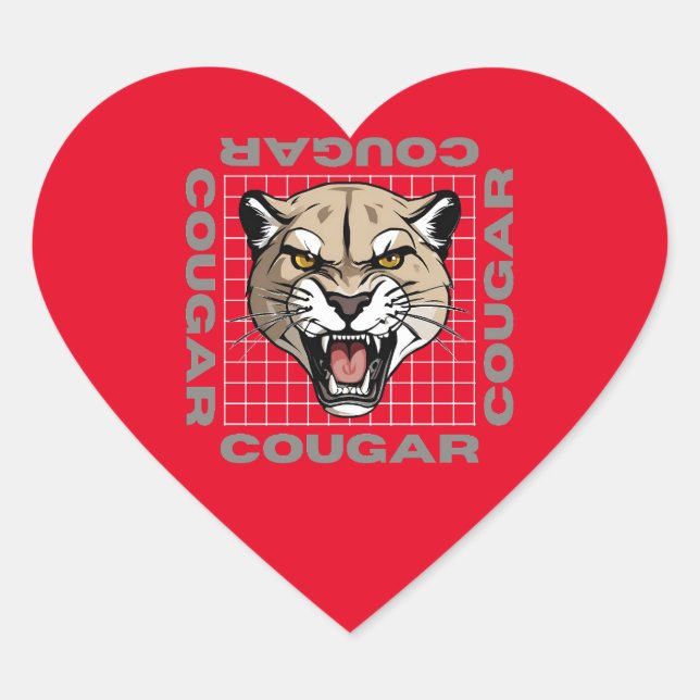 cougar life heart sticker (Front)