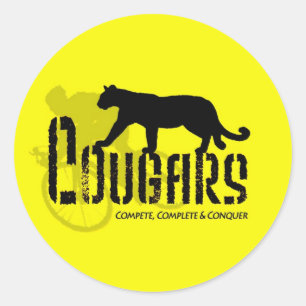 cougar logo1a yellow classic round sticker