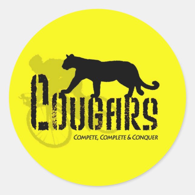 cougar logo1a yellow classic round sticker (Front)