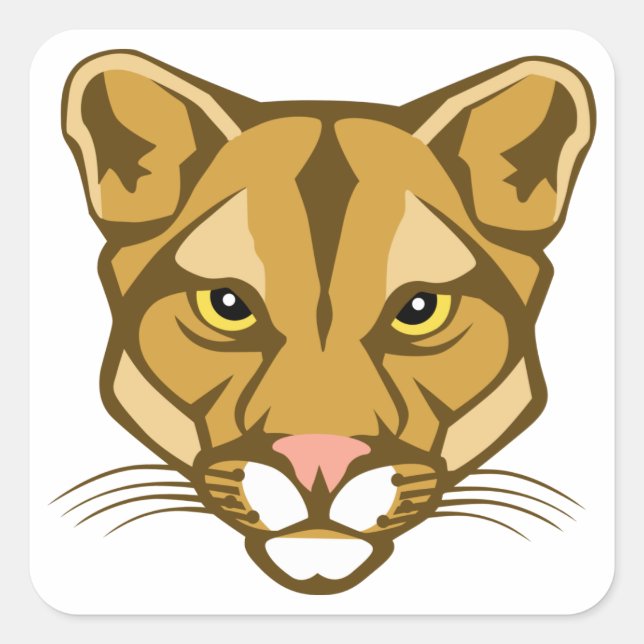 Cougar Mascot Square Sticker (Front)