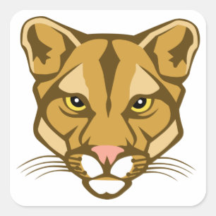 Cougar Mascot Square Sticker