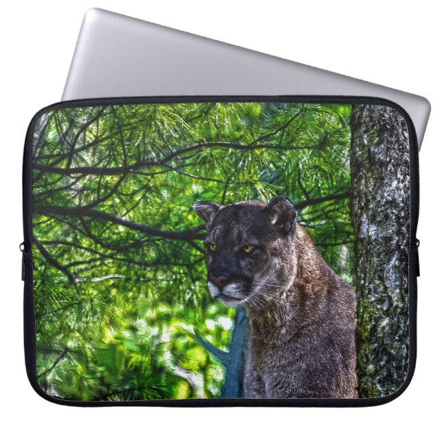Cougar Mountain Lion Big Cat Art Design 6 Laptop Sleeve (Front)