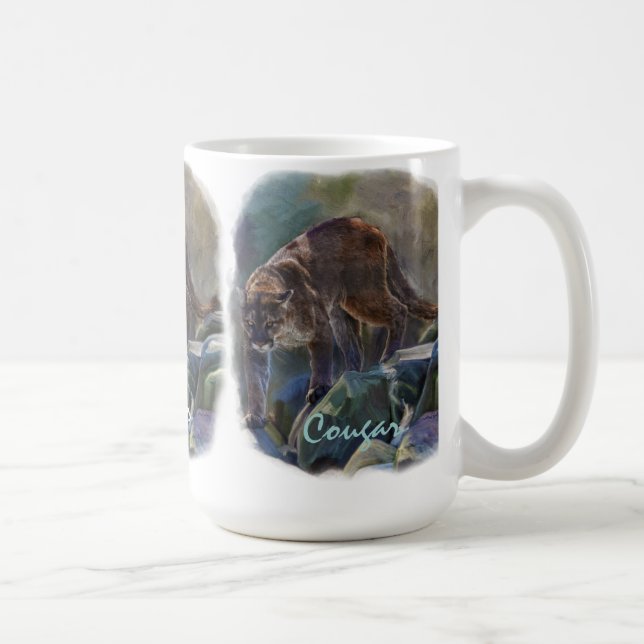 Cougar Mountain Lion Big Cat Art Design Coffee Mug (Right)