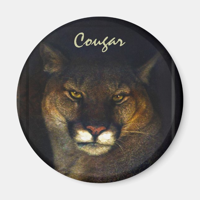 Cougar Mountain Lion Big Cat Art Design Magnet (Front)