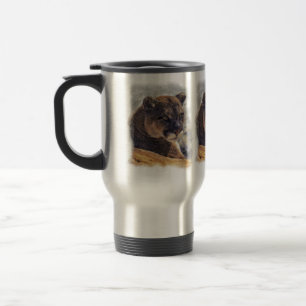 Cougar Mountain Lion Big Cat Art Design Travel Mug