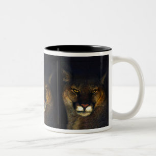 Cougar Mountain Lion Big Cat Art Design Two-Tone Coffee Mug