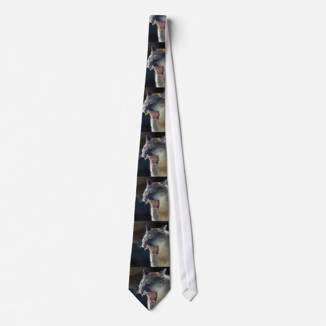 Cougar Mountain Lion Big Cat Art Tie (Front)