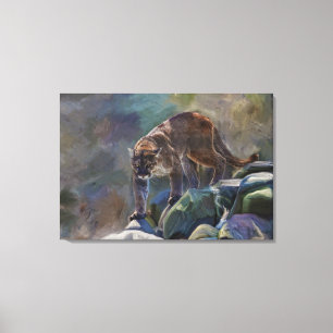 Cougar Mountain Lion Big Cat Painting 5 Canvas Print