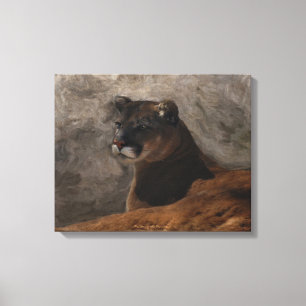 Cougar Mountain Lion Big Cat Painting Canvas Print