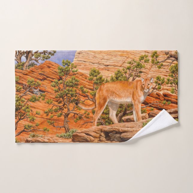 Cougar Mountain Lion In Zion National Park Hand Towel (Hand Towel)