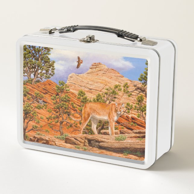 Cougar Mountain Lion In Zion National Park Metal Lunch Box (Front)