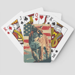 Cougar Mountain Lion Independence day 4th of july Playing Cards