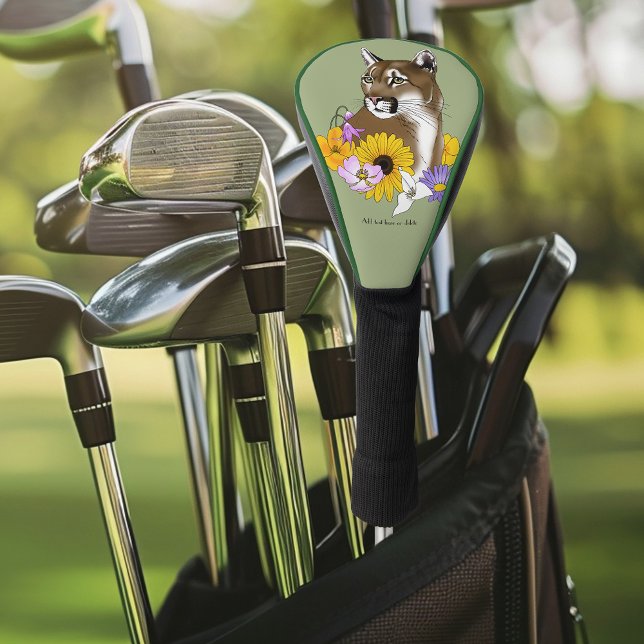 Cougar Mountain Lion Puma Flowers Golf Head Cover (Creator Uploaded)