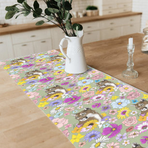Cougar Mountain Lion Puma Flowers Medium Table Runner