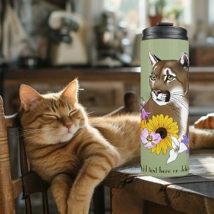 Cougar Mountain Lion Puma Flowers Thermal Tumbler