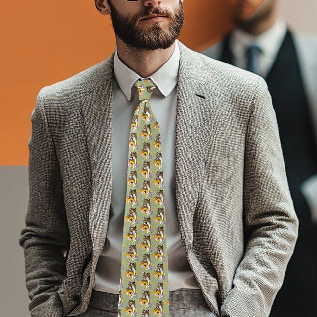 Cougar Mountain Lion Puma Flowers Tie (Creator Uploaded)