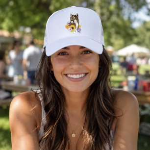 Cougar Mountain Lion Puma Flowers Trucker Hat