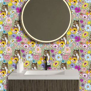 Cougar Mountain Lion Puma Flowers Wallpaper