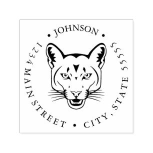 Cougar Mountain Lion Puma Return Label Self-inking Stamp