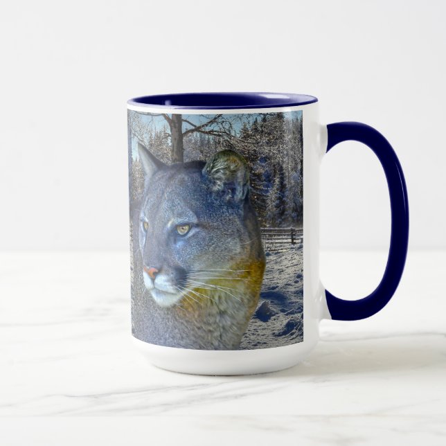Cougar Mountain Lion & Winter Tree Mug (Right)