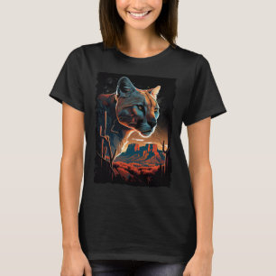 Cougar mountains sunset mountain lion retro vintag T-Shirt