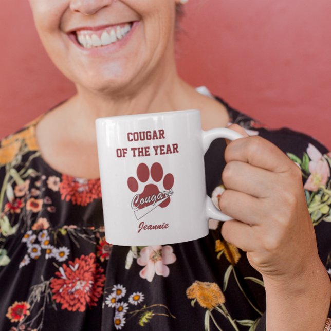 Cougar of the Year Funny Maroon Two-Tone Coffee Mug (Creator Uploaded)