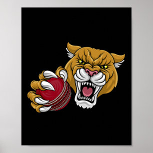 Cougar Panther Mountain Lion Puma Cricket Cartoon Poster