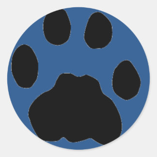 COUGAR PAW PRINT on blue Classic Round Sticker