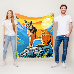 Cougar Peak: Mountain Majesty Art Fleece Blanket