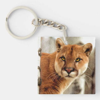 Cougar Photo Painting Key Ring