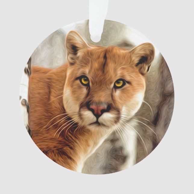 Cougar Photo Painting Ornament (Front)