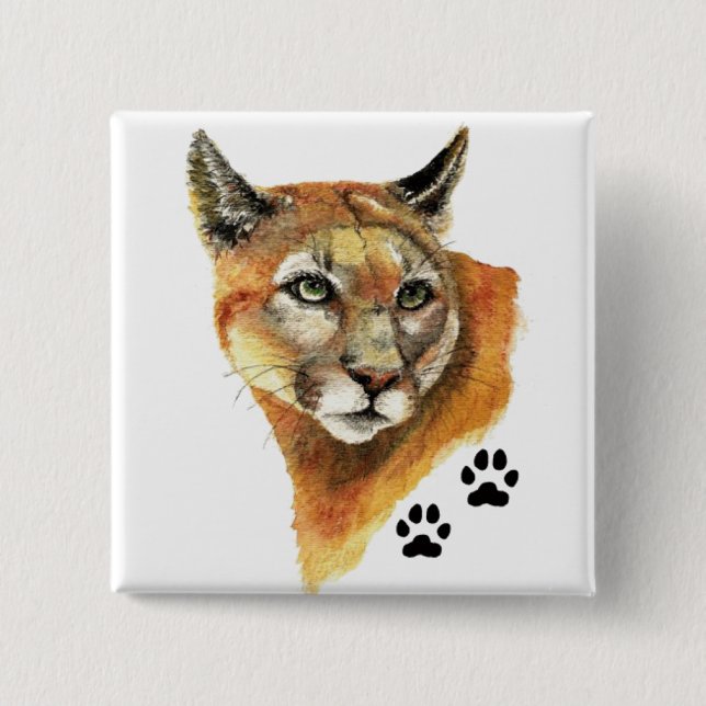 Cougar, Puma, Mountain Lion Animal Tracks 15 Cm Square Badge (Front)