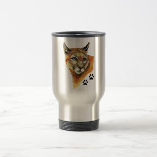 Cougar, Puma, Mountain Lion Animal Tracks Travel Mug