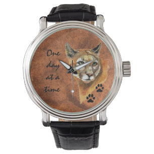 Cougar Puma Mountain Lion "One day at a Time" Watch