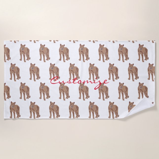 Cougar Puma Mountain Lion Thunder_Cove Beach Towel (Front)