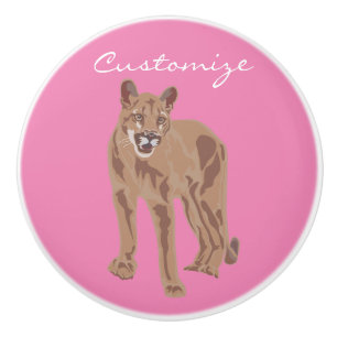 Cougar Puma Mountain Lion Thunder_Cove Ceramic Knob