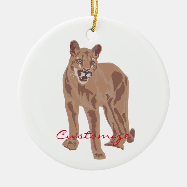 Cougar Puma Mountain Lion Thunder_Cove Ceramic Tree Decoration (Front)