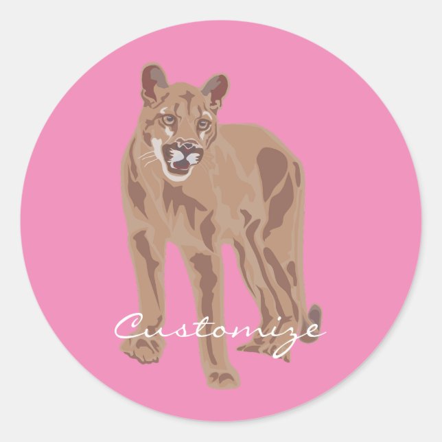 Cougar Puma Mountain Lion Thunder_Cove Classic Round Sticker (Front)