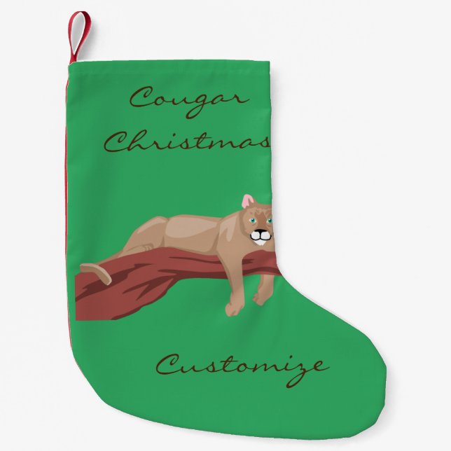 Cougar Puma Mountain Lion Thunder_Cove  Small Christmas Stocking (Front)