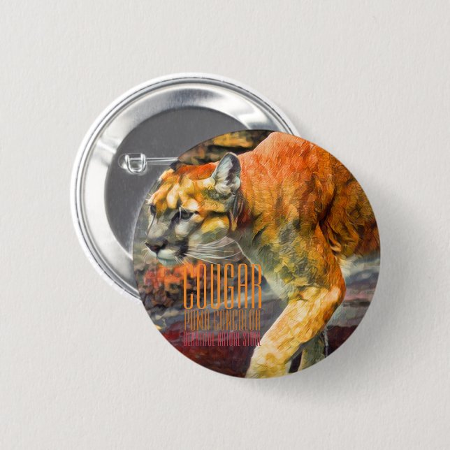 Cougar [Round Tin Badge] 6 Cm Round Badge (Front & Back)