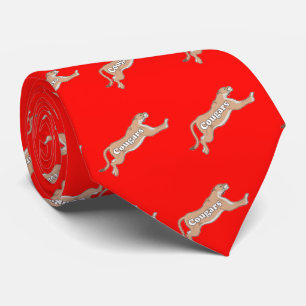 Cougar Team Mascot Football Basketball Baseball Tie