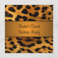 Cougar Tiger Sweet 16 Birthday Party Invitation