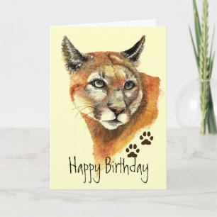 Cougar Tracks Birthday Greeting Card