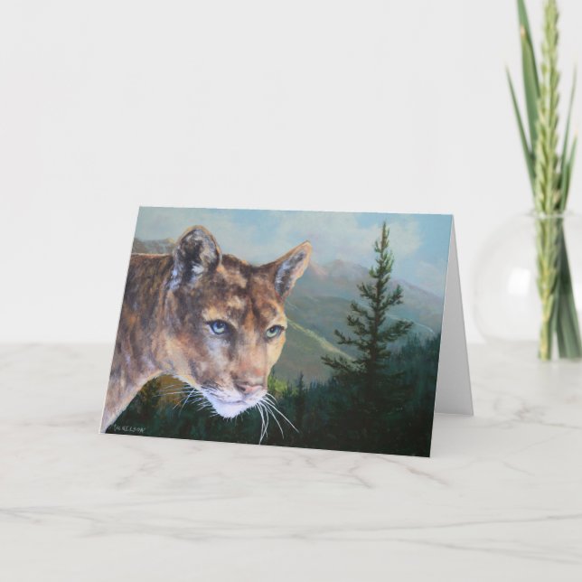Cougar View Wildlife Fine Art All Occasion Card (Front)