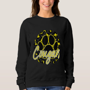 Cougar Yellow Black Cheetah School Sports Fan Team Sweatshirt