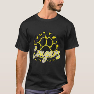 Cougar Yellow Black Cheetah School Sports Fan Team T-Shirt