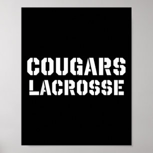 Cougars Lacrosse Vintage Clic Lax Mascot Team Gear Poster